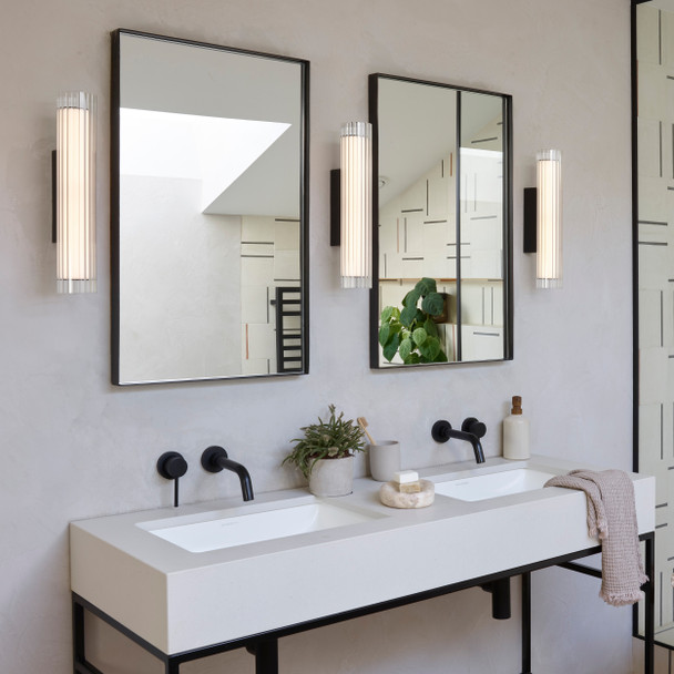 io 420 LED Bathroom Wall Light 3x fitting Installed Between Mirrors