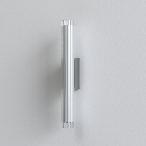 io 665 LED Bathroom Wall Light Ribbed Glass Diffuser Switched Off