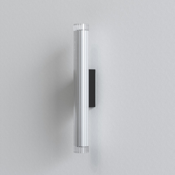 io 665 LED Bathroom Wall Light Ribbed Glass Diffuser Switched Off