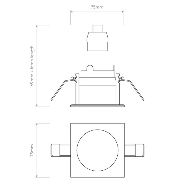 Pinhole Slimline Square Fixed Fire-Rated IP65 in Matt White