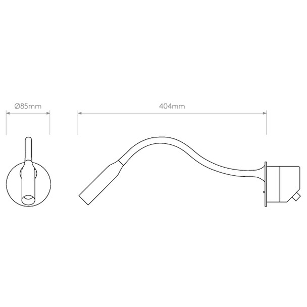 Lucca Recessed Switched Adjustable Wall Reading Light Drawing