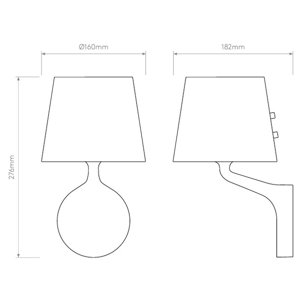 Millie Bathroom Wall Light Technical Drawing