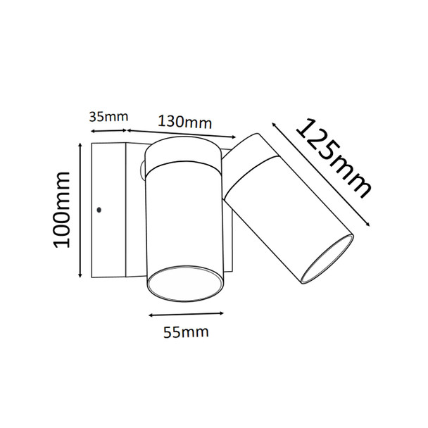 Twin Exterior Wall Light with Sensor Technical Drawing