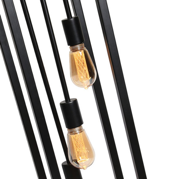 Rectangular Frame Floor Lamp with Visible Bulbs close up