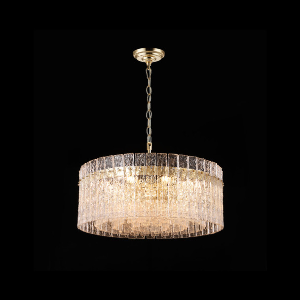 Modern Chandelier Melting Ice Glass Shade Effect Switched Off