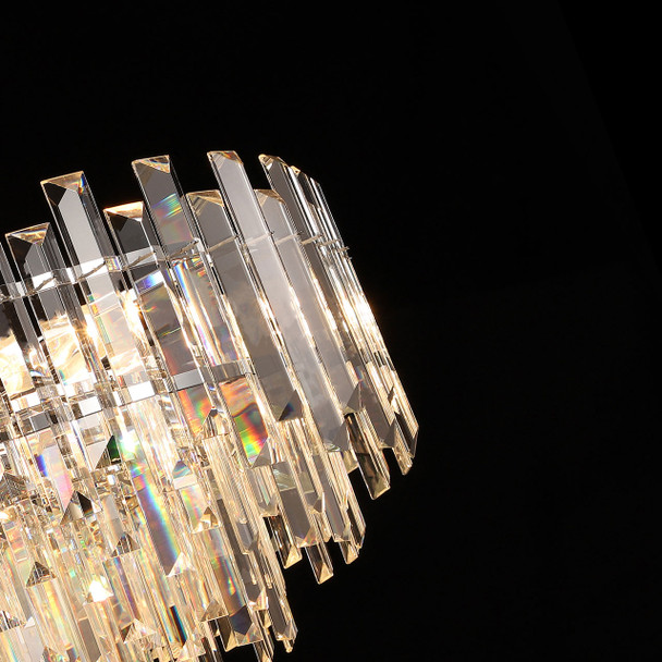 Small Modern Crystal Chandelier Crystal Close Up.