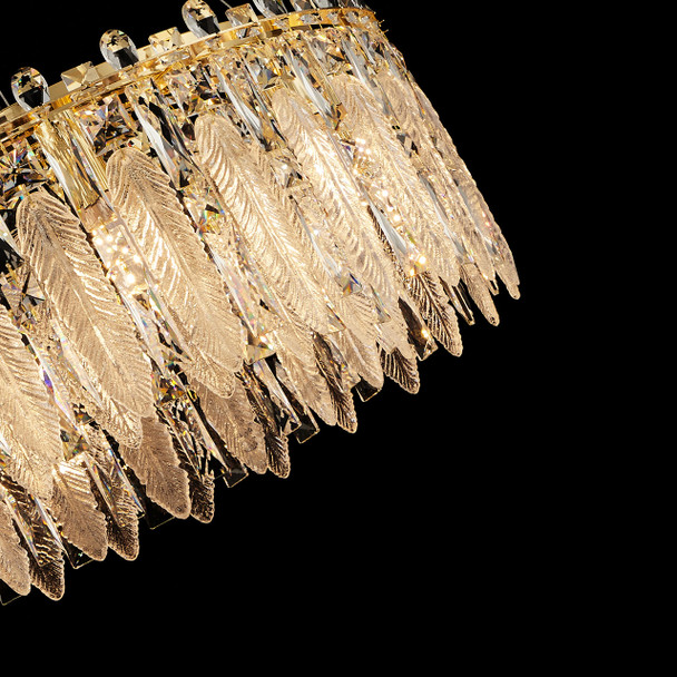 Crystal Glass Feather Chandelier Crystals Close Up