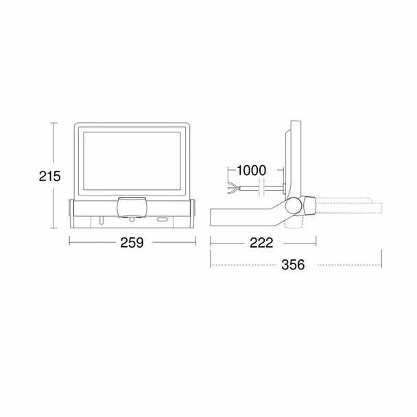 Steinel XLED ONE XL S Sensor-switched LED Floodlight Technical Drawing