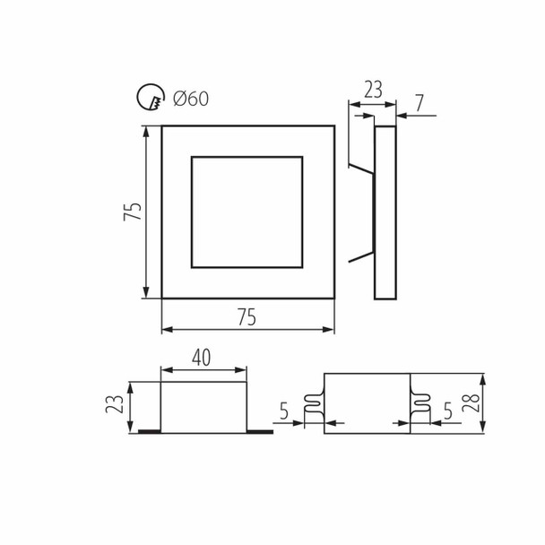 Modern Design Staircase LED Lights Technical Drawing