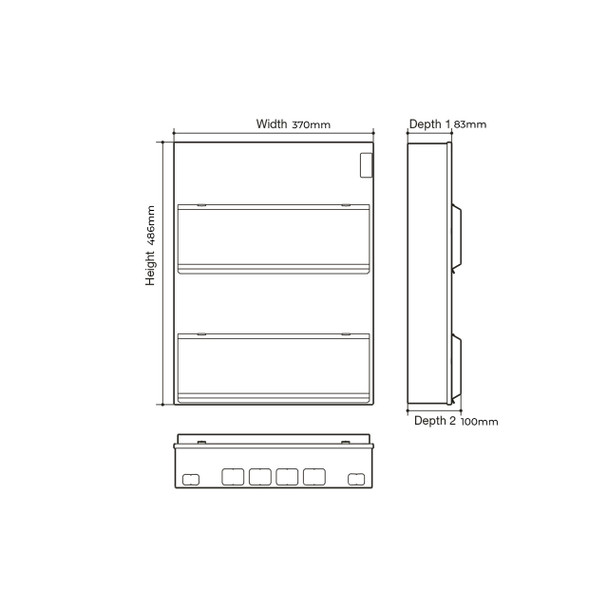 VML91214C Hager Consumer Unit Technical Drawing+ Dimensions