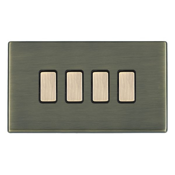 Hartland CFX Antique Brass 4 gang Multi-Way Touch Slave Controller Antique Brass/Black