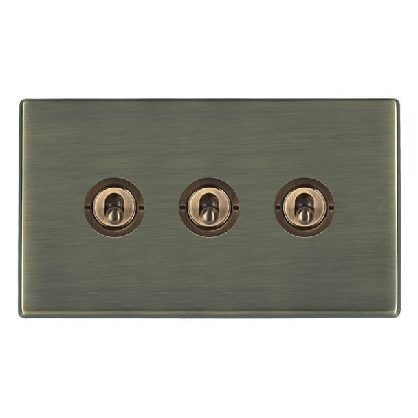 Hartland CFX Antique Brass 3 gang 20AX 2 Way Toggle Antique Brass