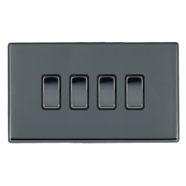 Hartland CFX Black Nickel 4 gang 10AX 2 Way Rocker Black Nickel/Black