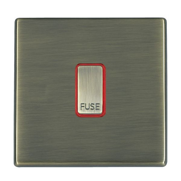 Hartland CFX Antique Brass 1 gang 13A Fuse with Neon Halo Antique Brass/Red