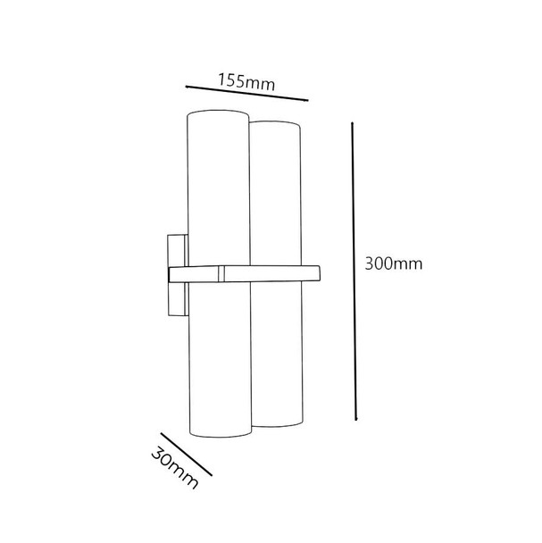Outdoor Duo 4 Lamp Exterior Up and Down Light Technical Drawing