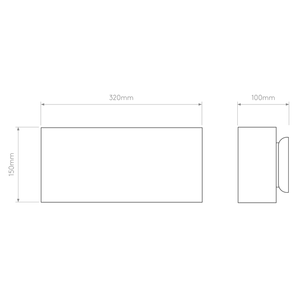 Comino 320 Wall Light Technical Drawing