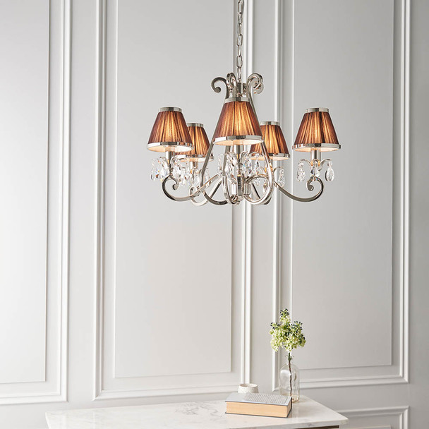 Polished Nickel 5 light pendant light