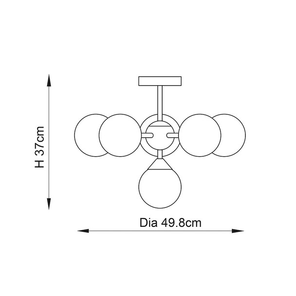 Oscar 6 Light Flush Technical Drawing