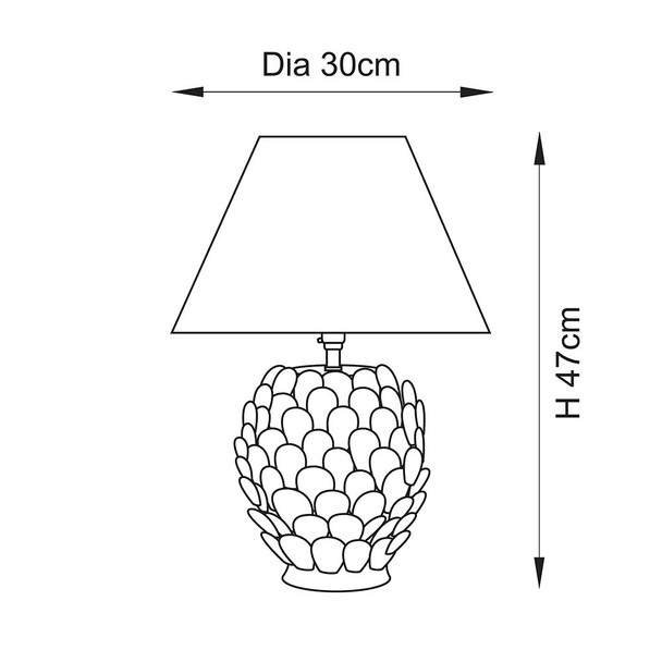 Leaf Layered Herb Garden Green Table Lamp Technical Drawing