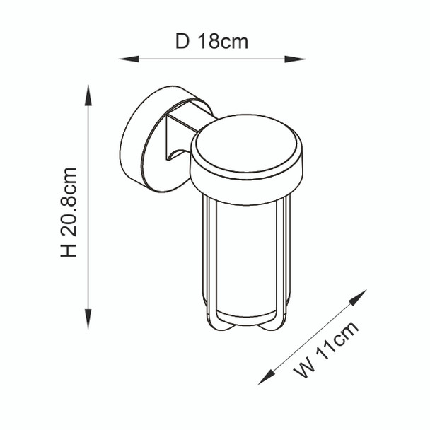 IP44 Gold Wall Light Technical Drawing