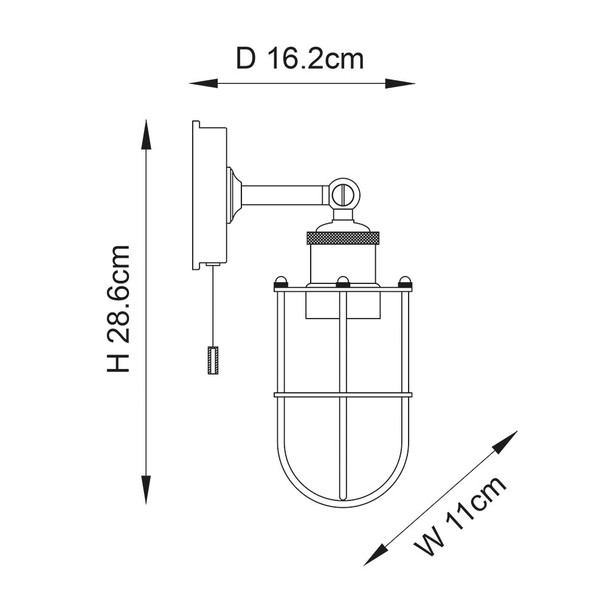 IP44 Cage Wall Light Technical Drawing