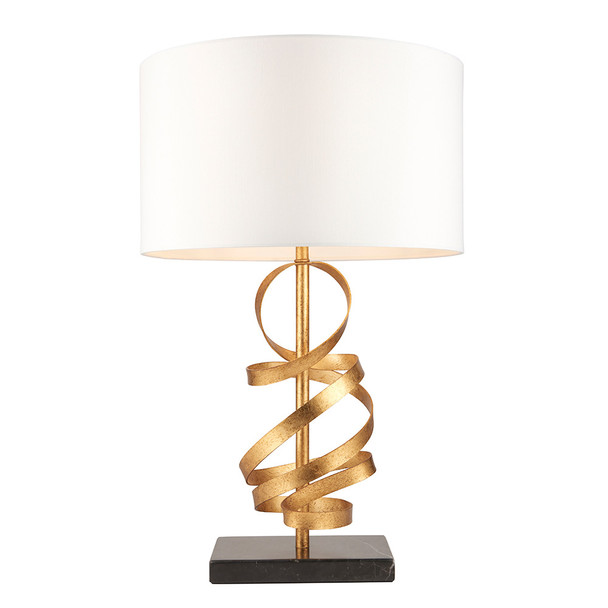 Gold Ribbon Table Lamp with Ivory Shade