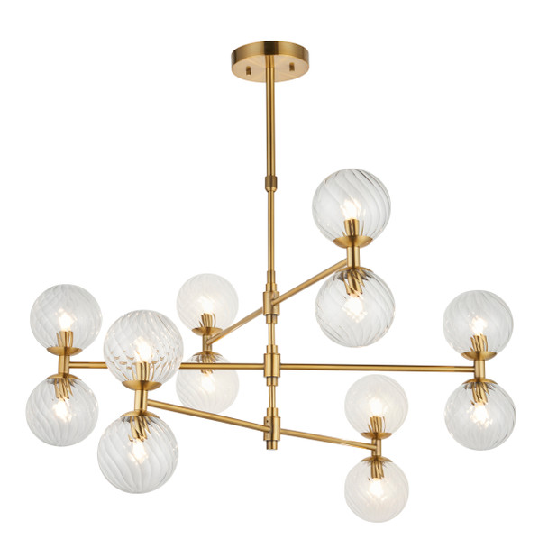 Brushed Brass 12 Light Pendant Light