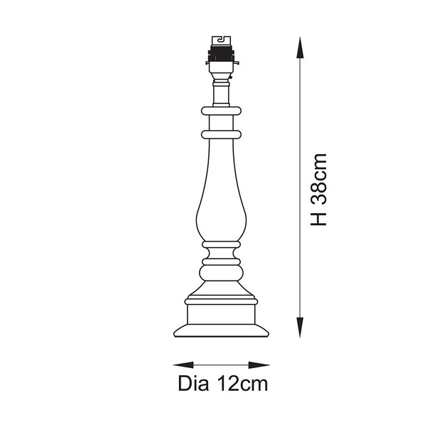 Myrtle Table Lamp Base Technical Drawing