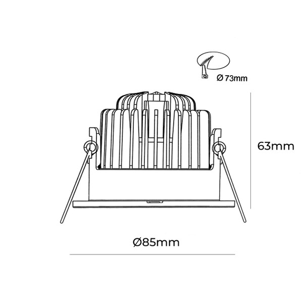 Dimmable IP65 & Fire Rated LED Downlight technical drawing