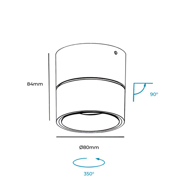 Adjustable Black Spotlight-technical drawing