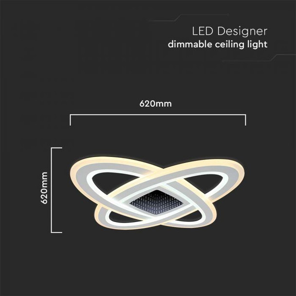 Dimensions of 130W Smart LED Flush Ceiling Light, 620x620mm, ideal for indoor spaces