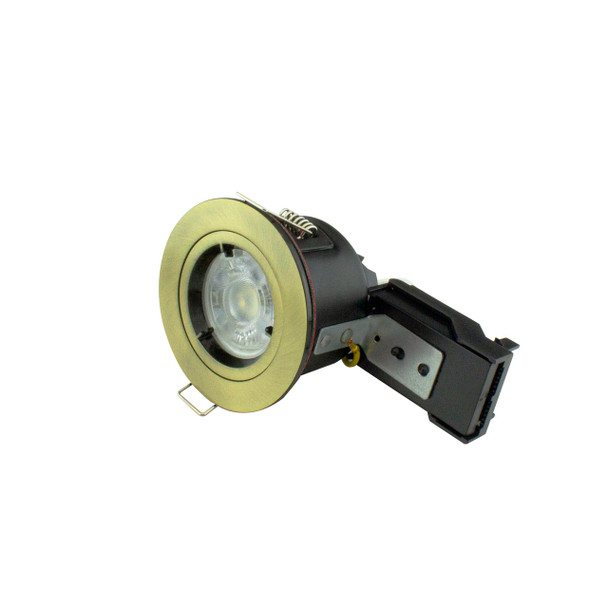 Open Back GU10 Downlight IP20 Fire Rated – Antique Brass Fixed Trim