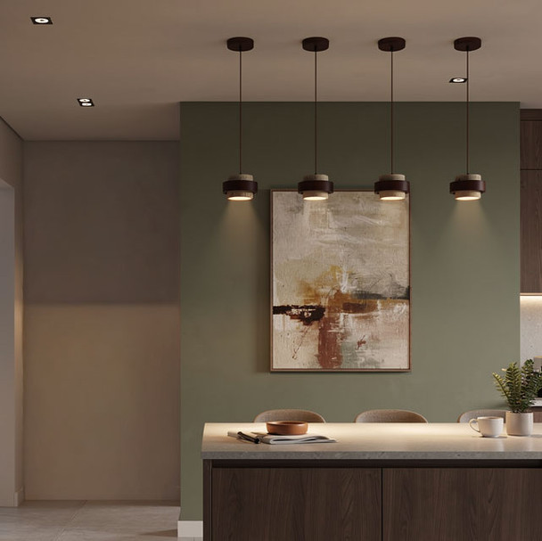 Stone Pendant Light Over the Kitchen Island Installation