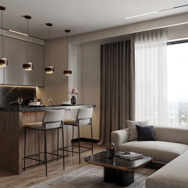 Stone Pendant Light Over the Kitchen Island Installation