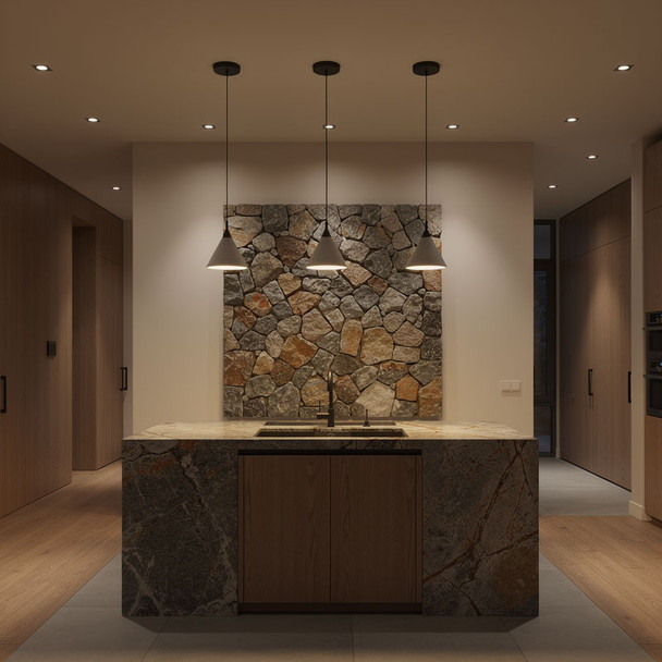 Concrete Pendant Lights Over the Kitchen Island-2