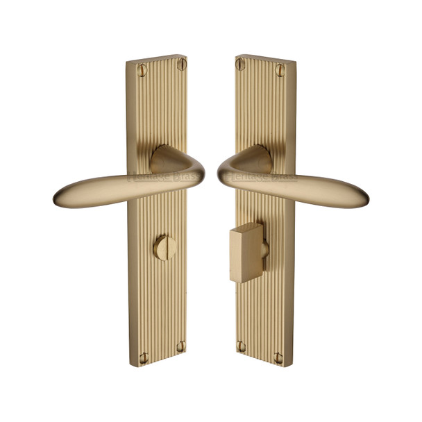 Sutton Reeded Door Handle on Plate