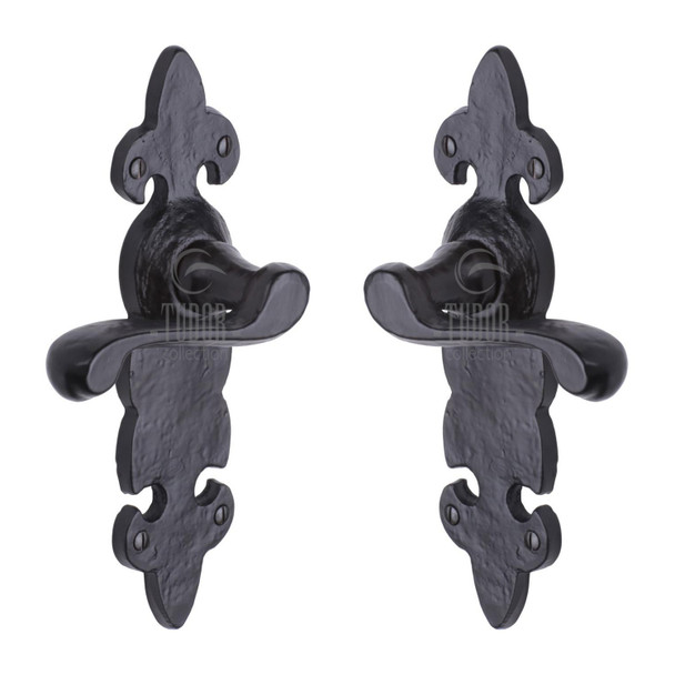 Tudor Fleur de Lys Door Handle on Plate