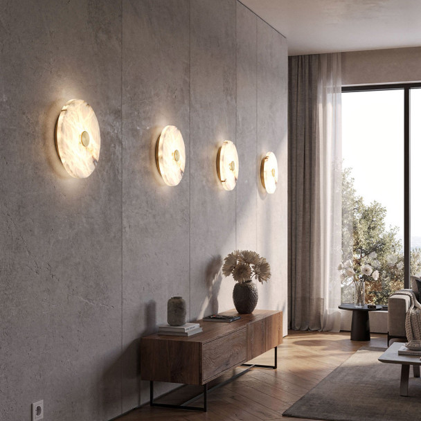 Alabaster Round Wall Light