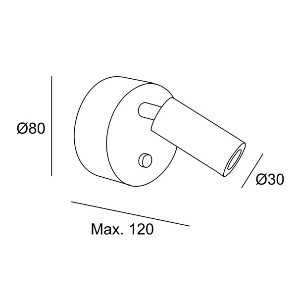 LED Reading Wall Light with Adjustable Spotlight Technical Drawing