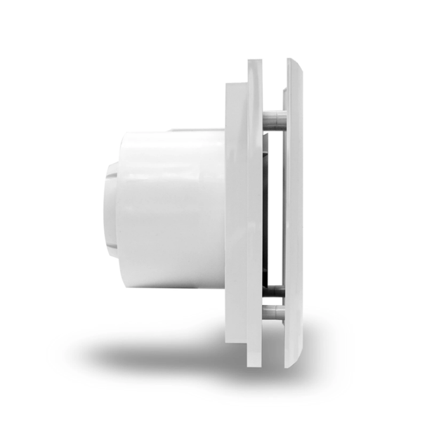 Envirovent Silent Design 100 extractor fan SILDES100HT – side view showing 100mm spigot depth and mounting profile