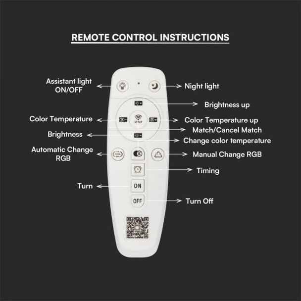Multi-frame smart LED flush ceiling light remote control functions and instructions