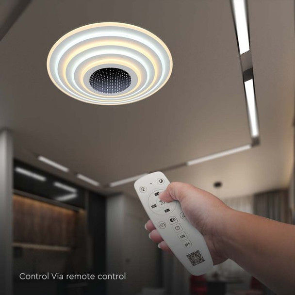 Concentric ring smart LED flush ceiling light with remote control