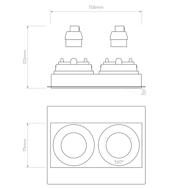 Trimless Square Twin Adjustable - Matt White