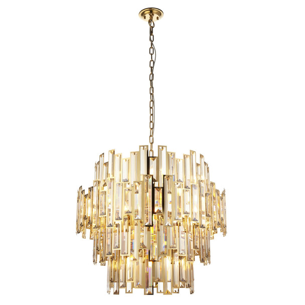 Viviana 15 Light Pendant in Gold Effect Plate & Champagne Crystal