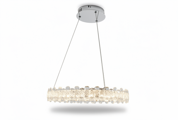 Crystal Pendant Light in Chrome - Adjustable CCT, Remote