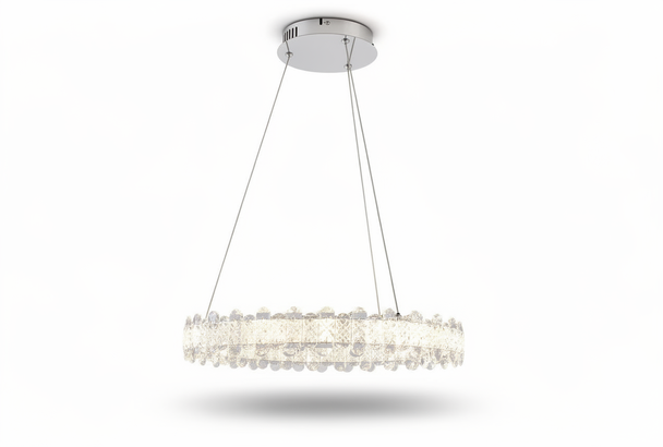 Crystal Pendant Light in Chrome - Adjustable CCT, Remote