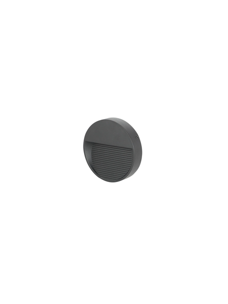 Round black 6W LED outdoor step light with louvred aperture, IP65 die-cast aluminium