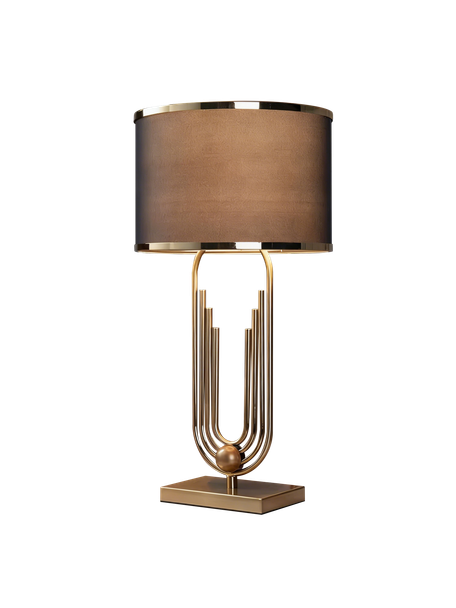 Modern Table Lamp with Fabric Shade in Copper - E27