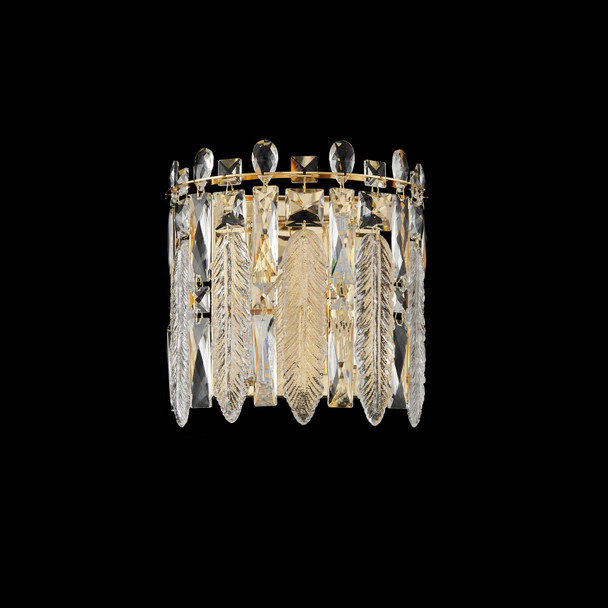 Wall Light with Feather Detail Crystals in Chrome and Gold Finish