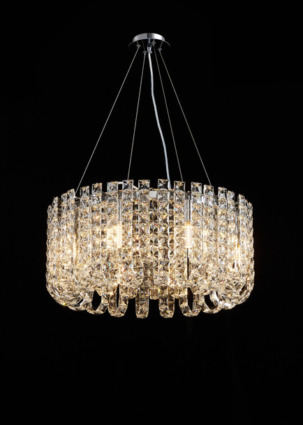 Adjustable Hanging Chandelier in Chrome - Dimmable, 8 Light E14